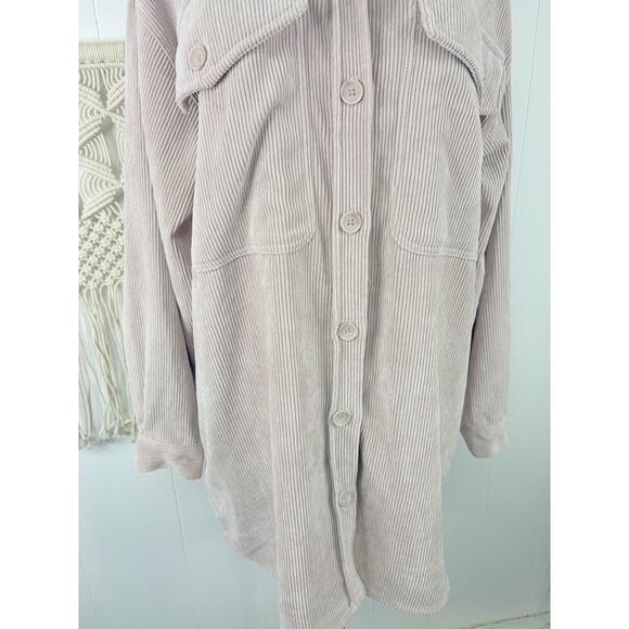 Reserve Fairfax Oversized Corduroy Shacket Womens Medium Mauve Beige Button Up - Picture 4 of 9